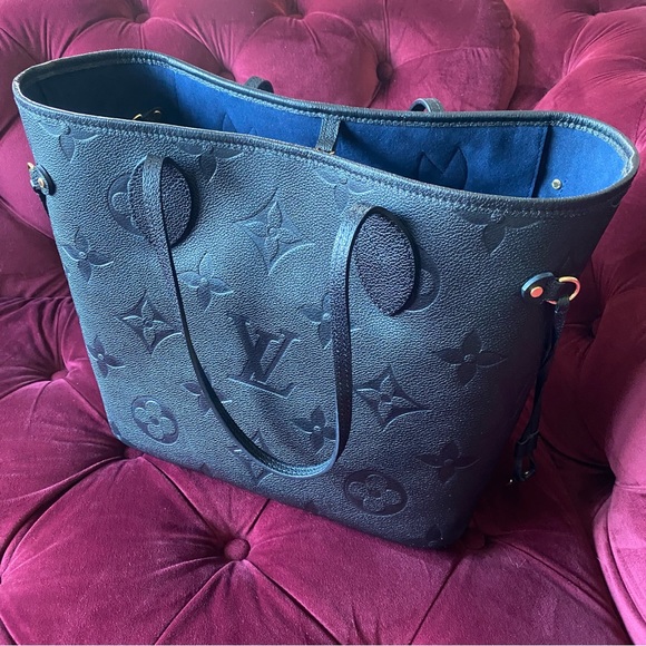 Louis Vuitton Handbags - Authentic Louis Vuitton Neverfull MM Monogram Empreinte Black Leather Tote Purse